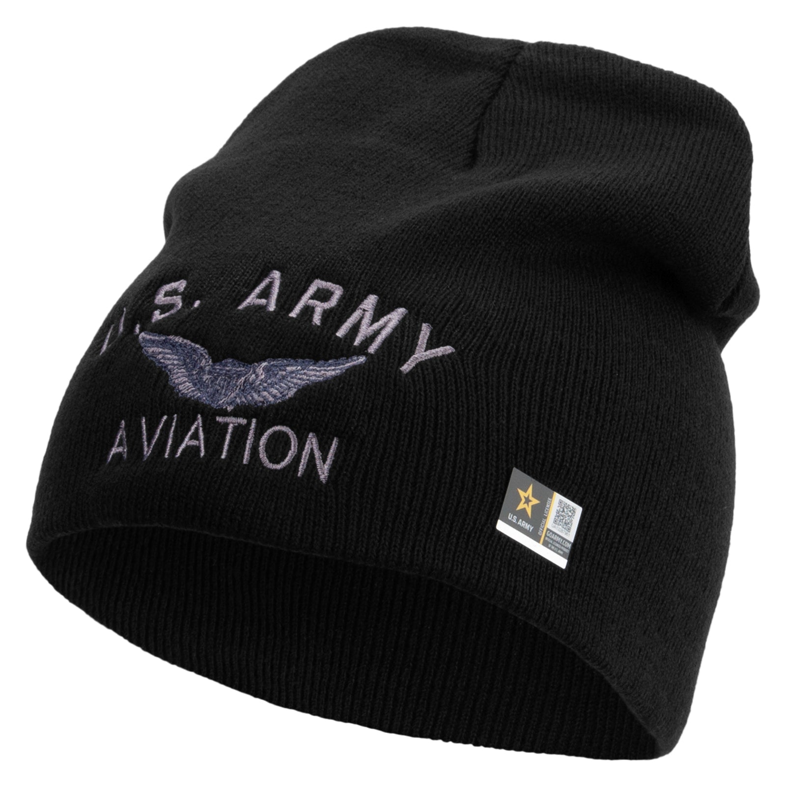 US Army Aviation Embroidered 8 Inch Knitted Short Beanie