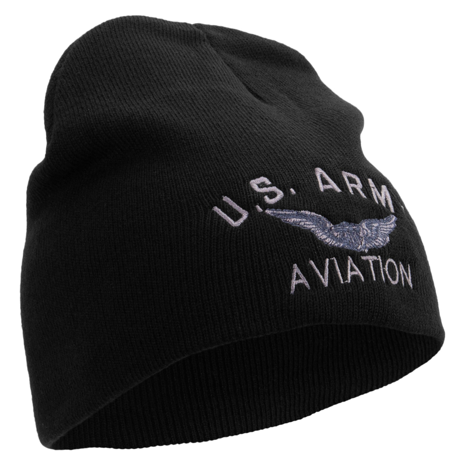 US Army Aviation Embroidered 8 Inch Knitted Short Beanie