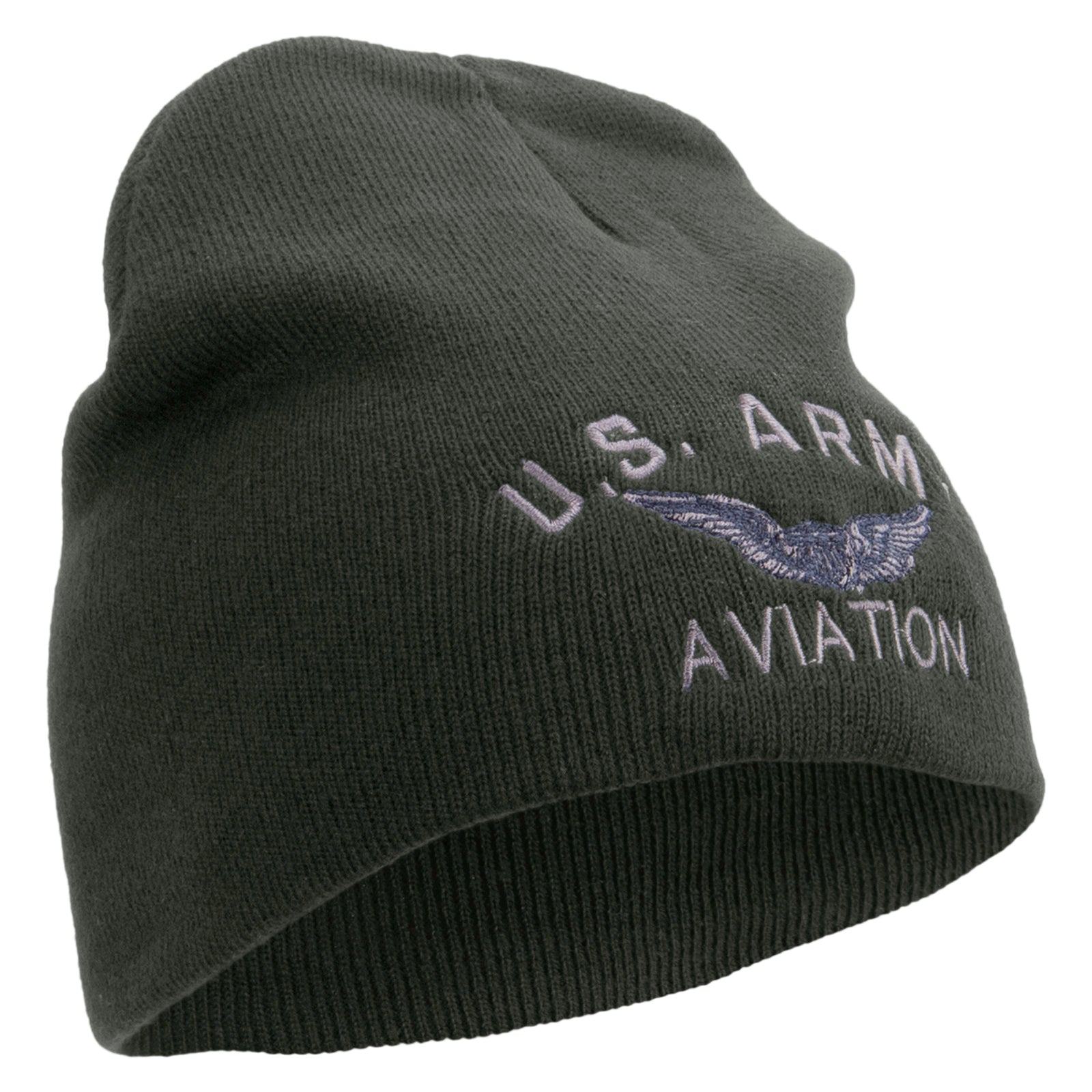US Army Aviation Embroidered 8 Inch Knitted Short Beanie