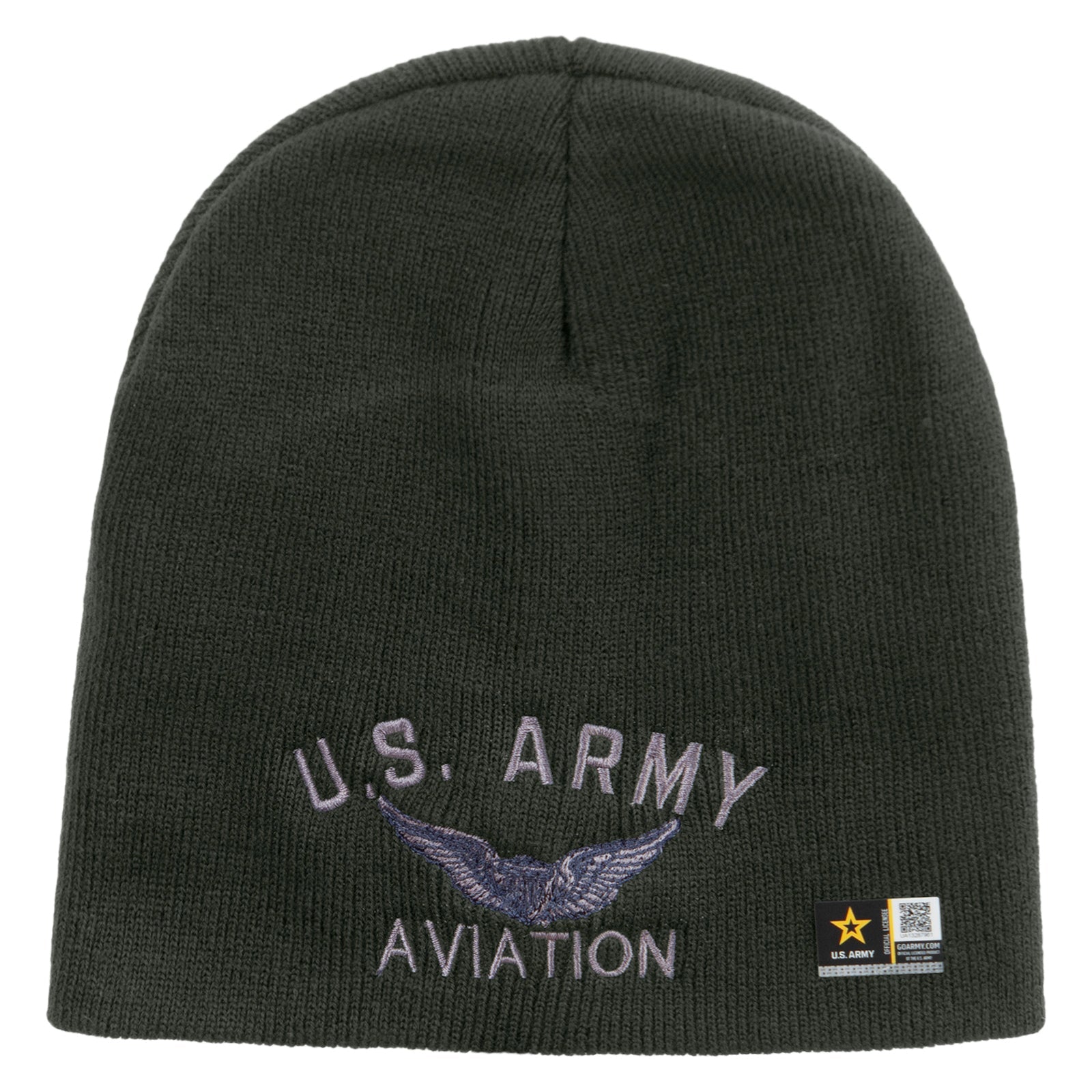 US Army Aviation Embroidered 8 Inch Knitted Short Beanie