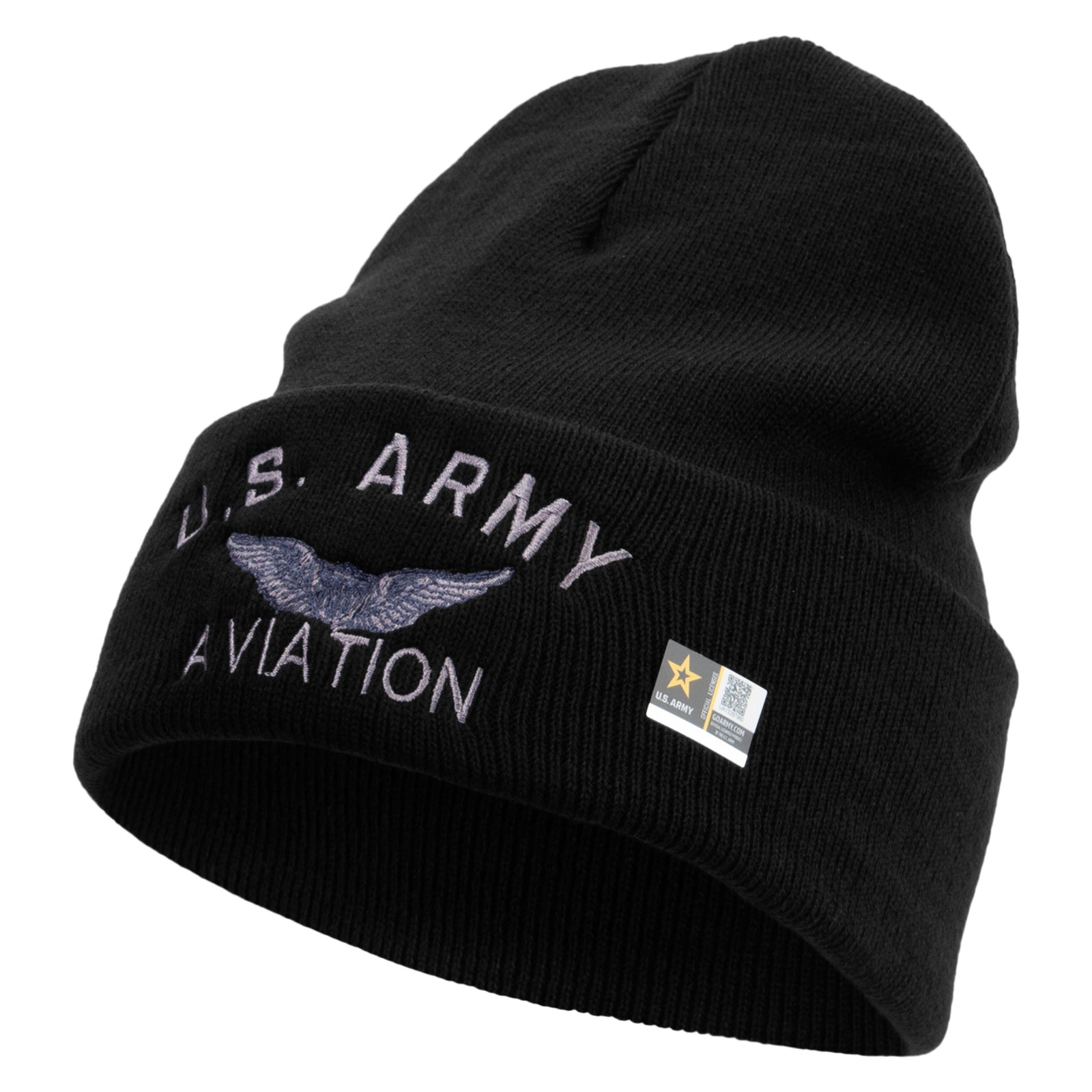 US Army Aviation Embroidered 12 Inch Long Knitted Beanie