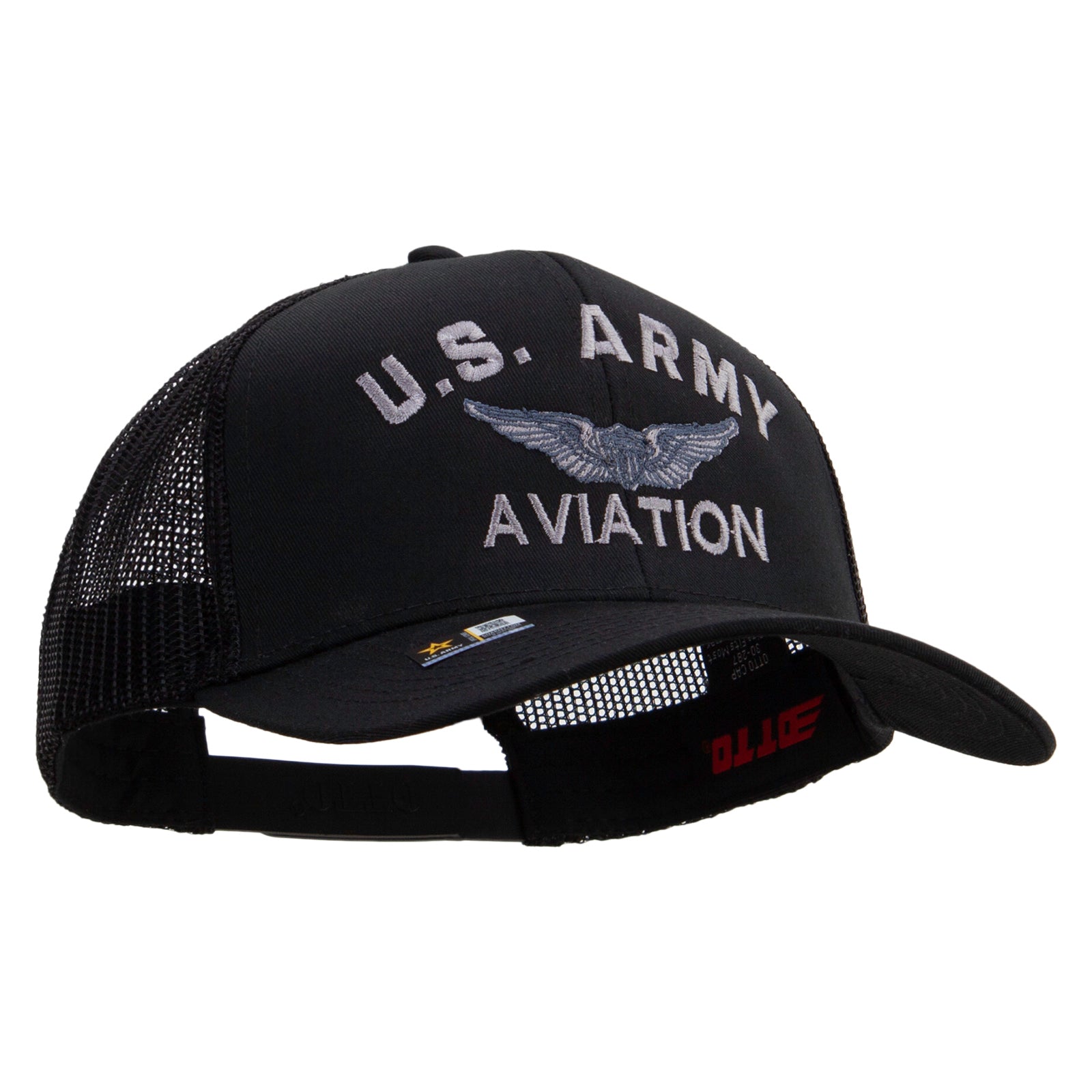 US Army Aviation Embroidered Solid Cotton Twill Mesh Prostyle Cap