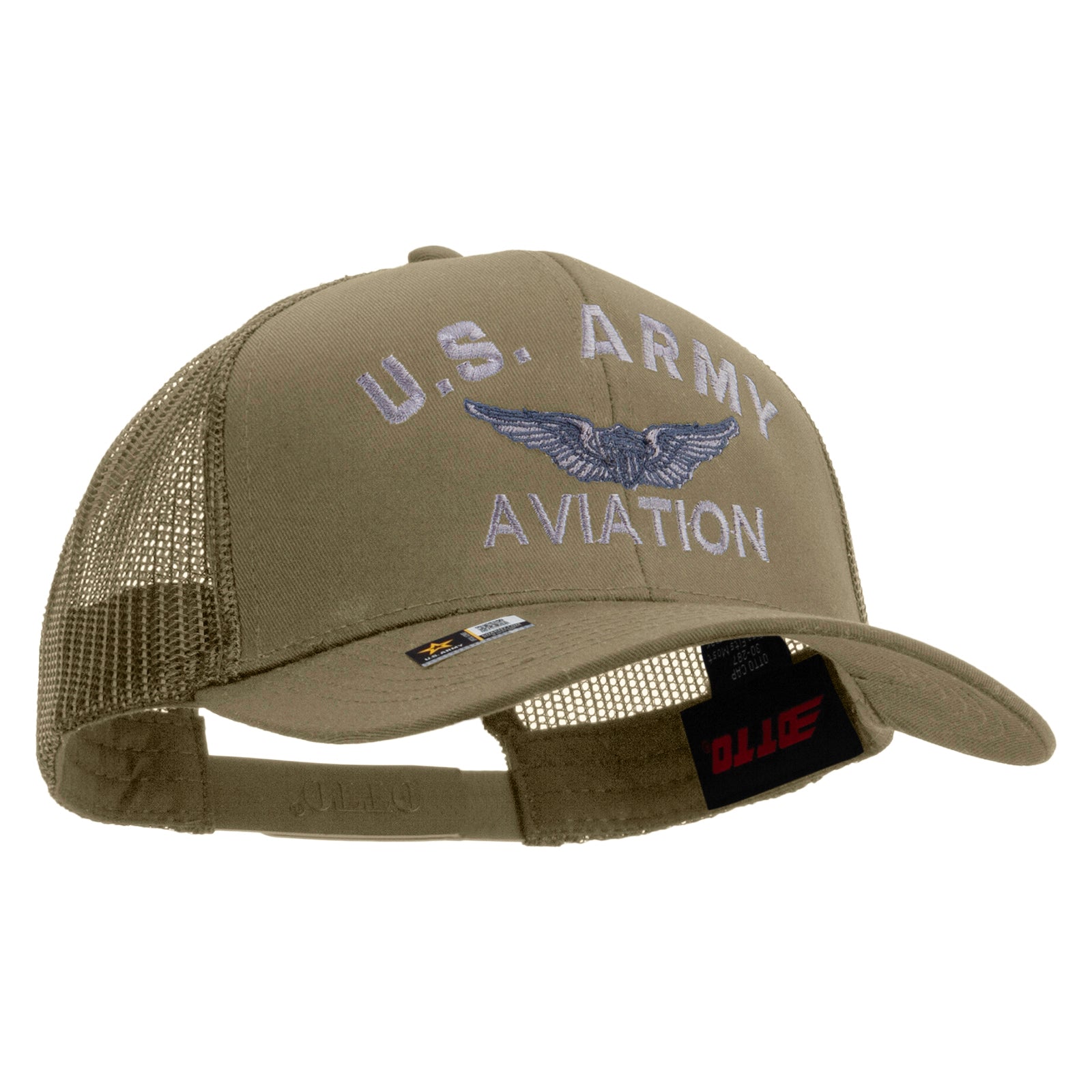US Army Aviation Embroidered Solid Cotton Twill Mesh Prostyle Cap