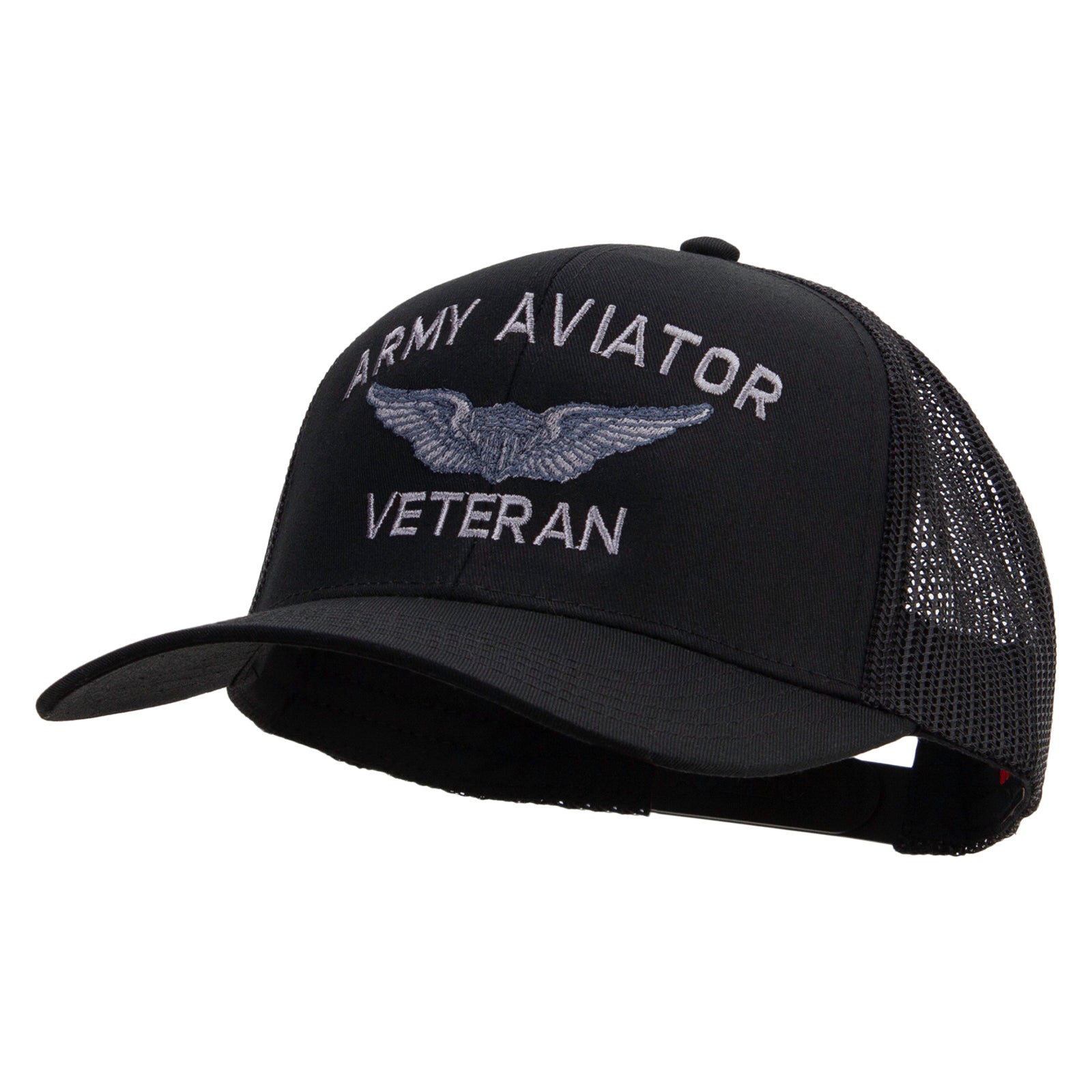 Army Aviator Veteran Embroidered Solid Cotton Twill Mesh Prostyle Cap