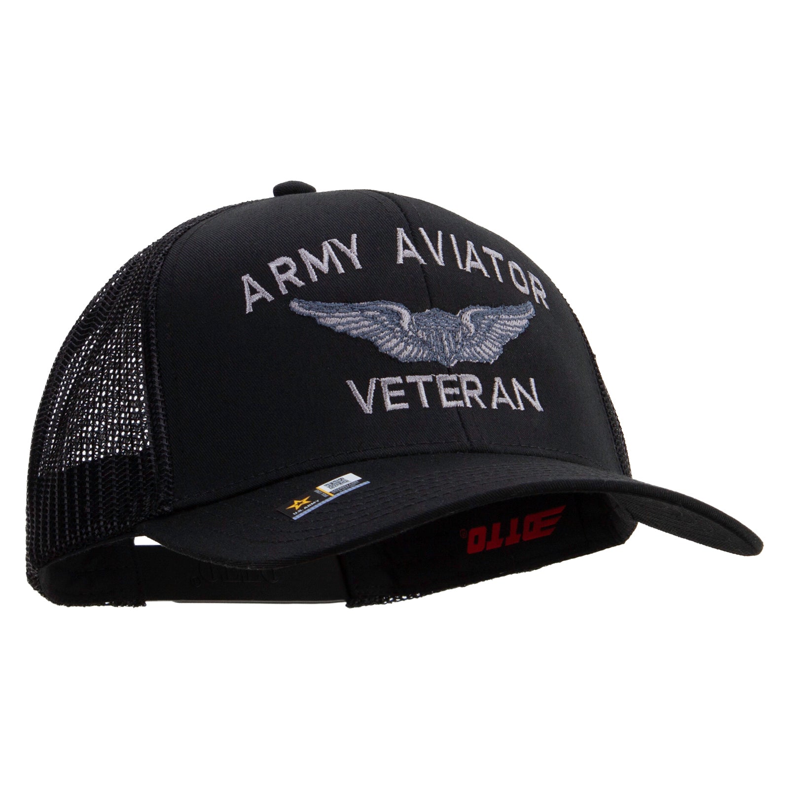 Army Aviator Veteran Embroidered Solid Cotton Twill Mesh Prostyle Cap