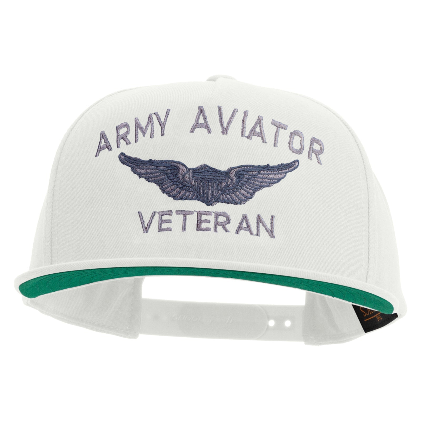 Army Aviator Veteran Embroidered 5 Panel Flat Bill Twill Snapback Solid Cap