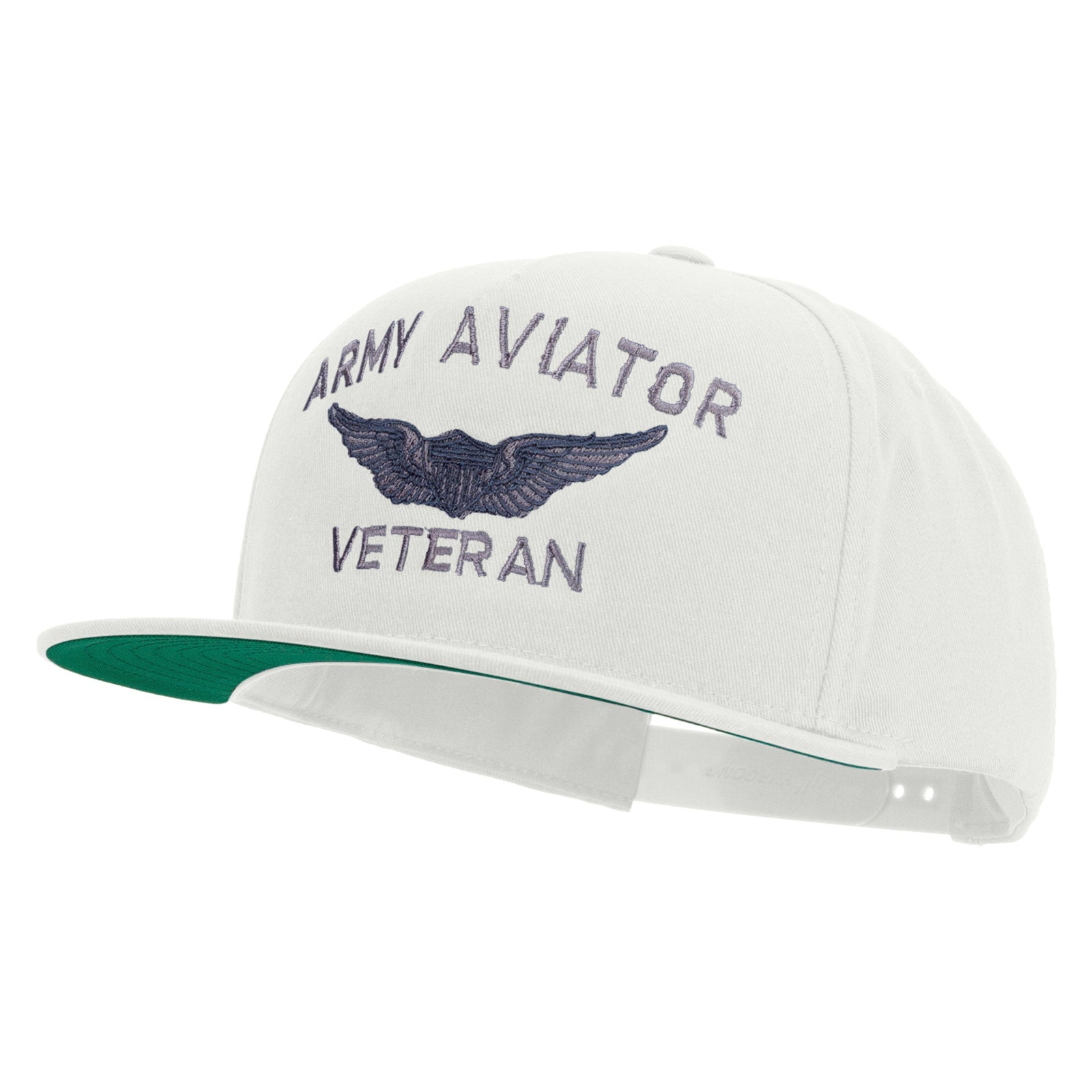 Army Aviator Veteran Embroidered 5 Panel Flat Bill Twill Snapback Solid Cap
