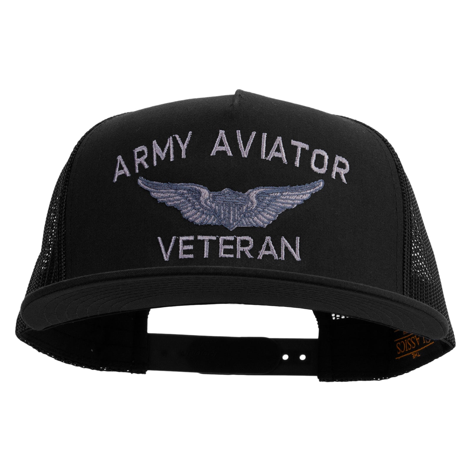 Army Aviator Veteran Embroidered 5 Panel Mesh Trucket Snapback Cap