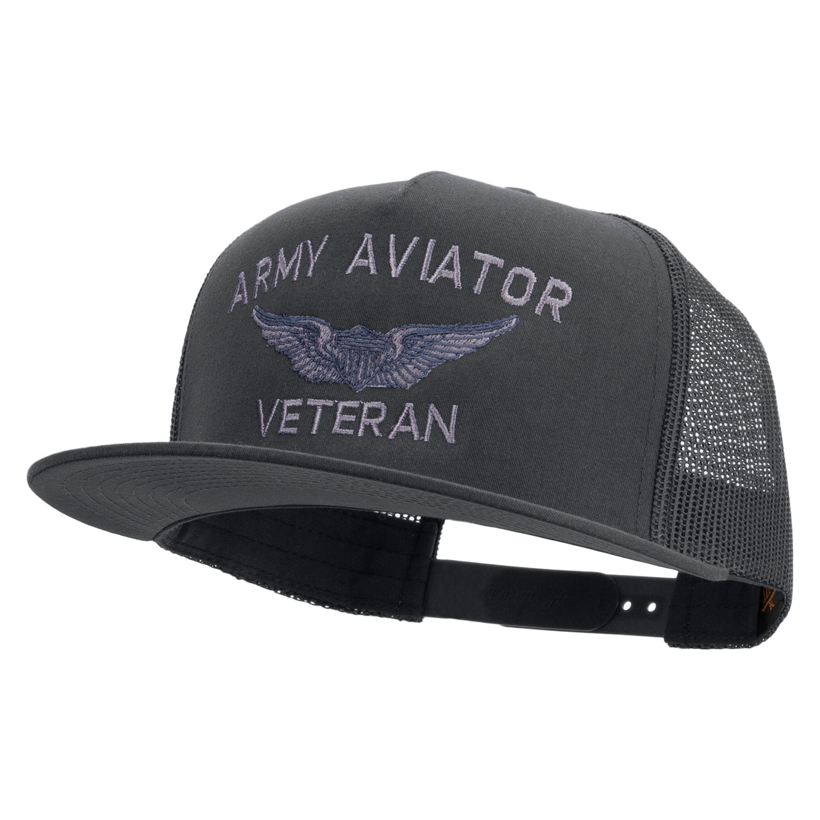 Army Aviator Veteran Embroidered 5 Panel Mesh Trucket Snapback Cap