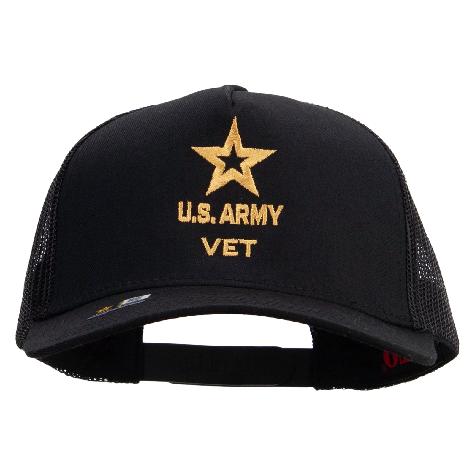 Star US Army Veteran Military Embroidered Solid Cotton Twill 5 panel Mesh Back Cap