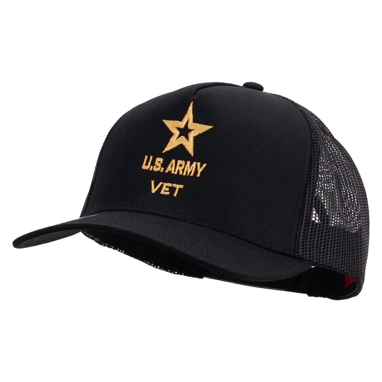 Star US Army Veteran Military Embroidered Solid Cotton Twill 5 panel Mesh Back Cap