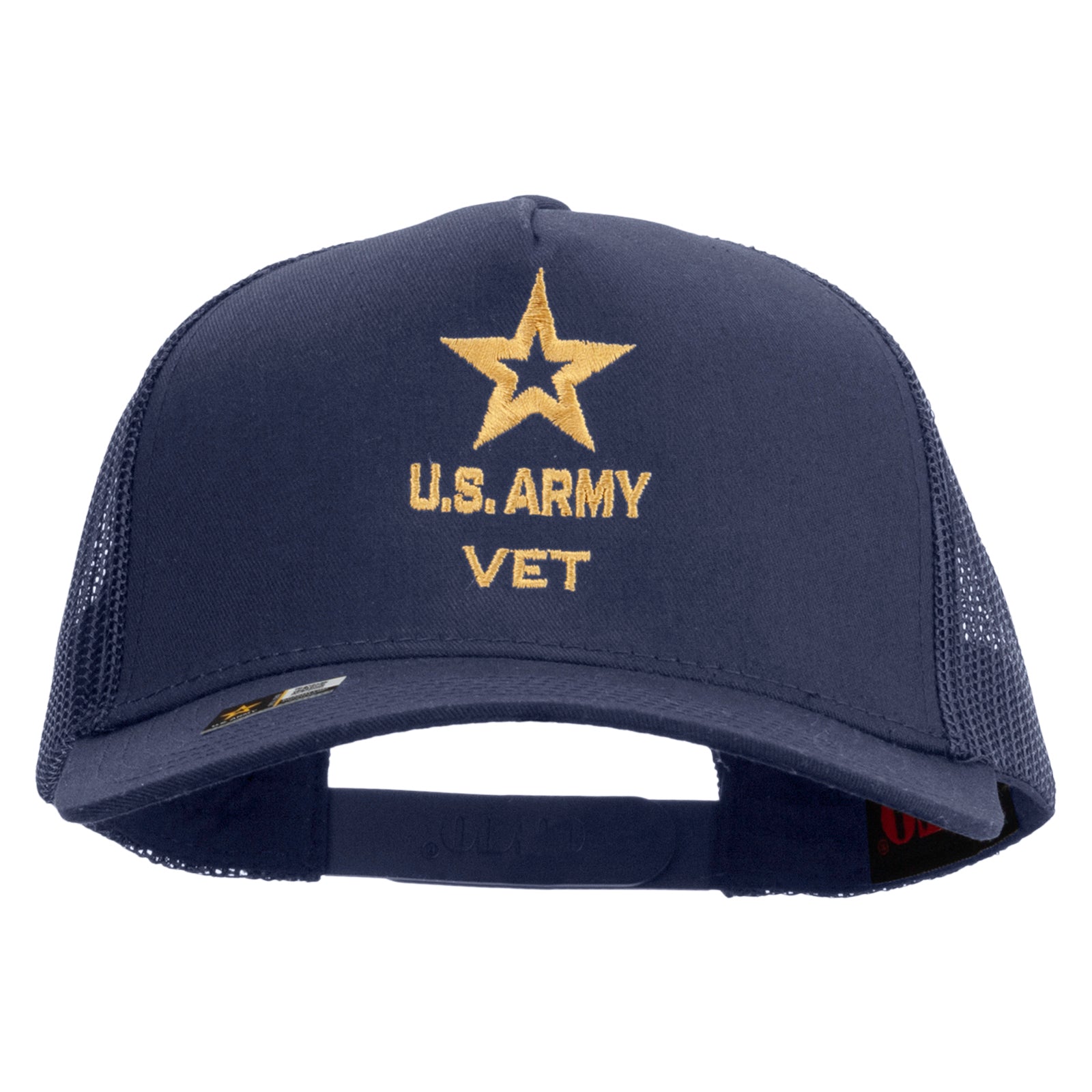 Star US Army Veteran Military Embroidered Solid Cotton Twill 5 panel Mesh Back Cap