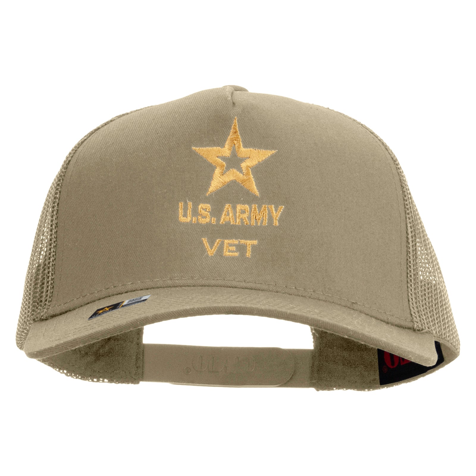 Star US Army Veteran Military Embroidered Solid Cotton Twill 5 panel Mesh Back Cap