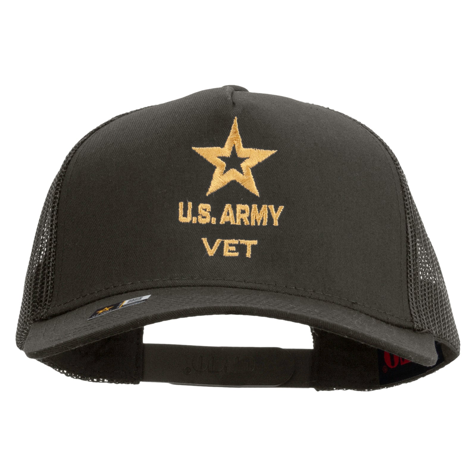 Star US Army Veteran Military Embroidered Solid Cotton Twill 5 panel Mesh Back Cap