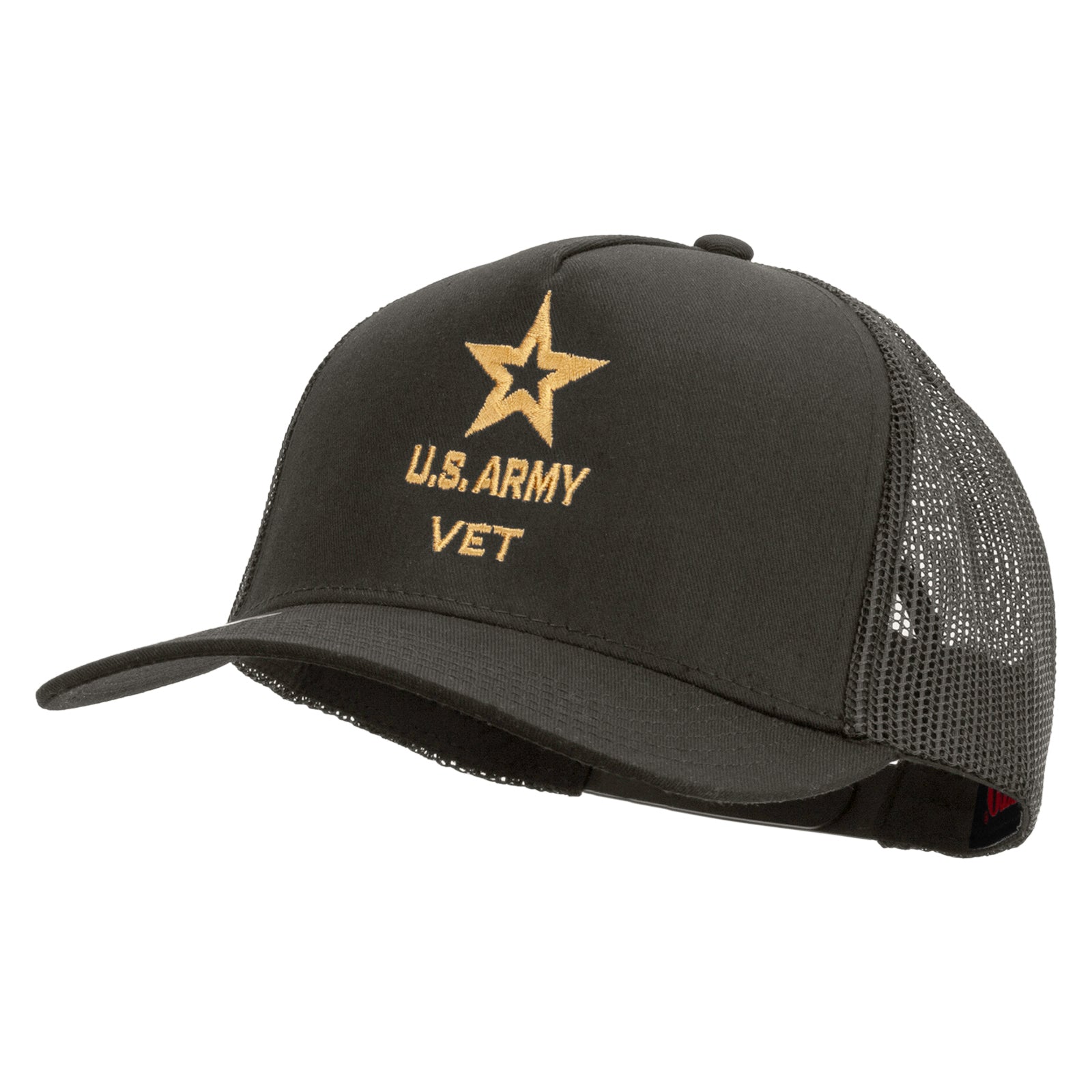 Star US Army Veteran Military Embroidered Solid Cotton Twill 5 panel Mesh Back Cap