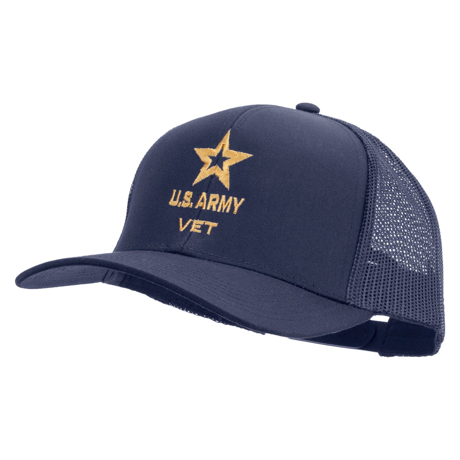 Star US Army Veteran Military Embroidered Solid Cotton Twill Mesh Prostyle Cap