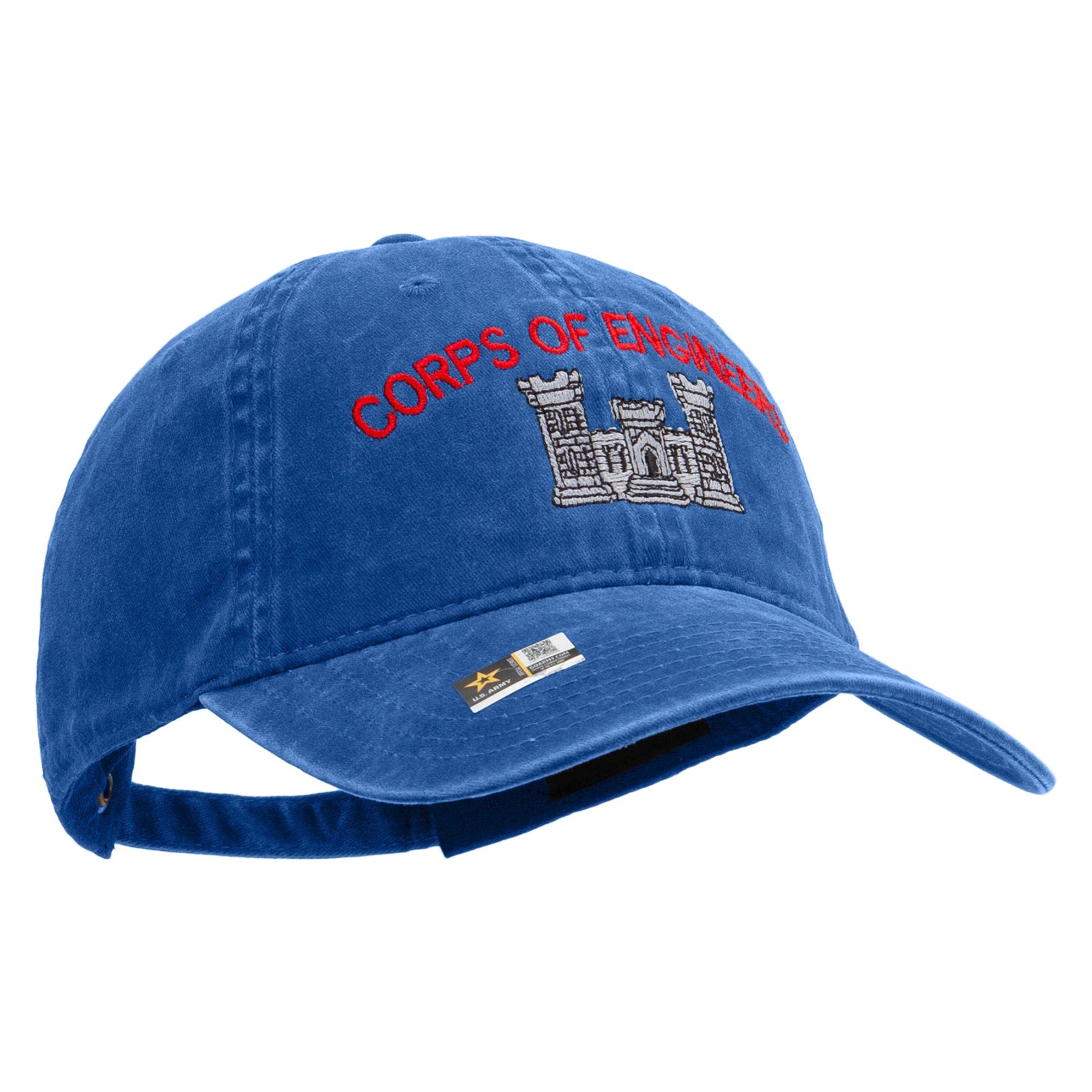 US Army Corps of Engineers Embroidered Washed Solid Pigment Dyed Cotton Twill Brass Buckle Cap