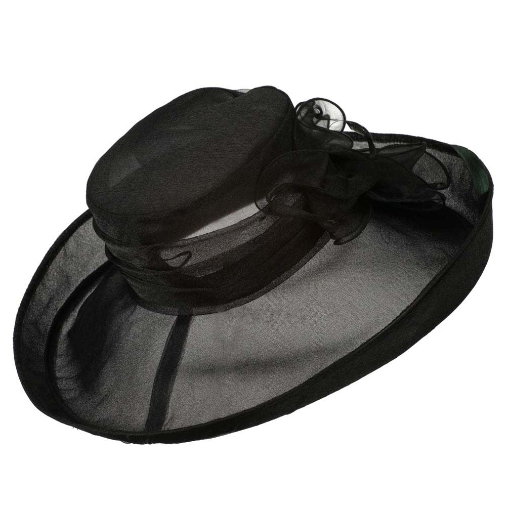 Fancy Decoration Rolled Up Brim Organza Hat