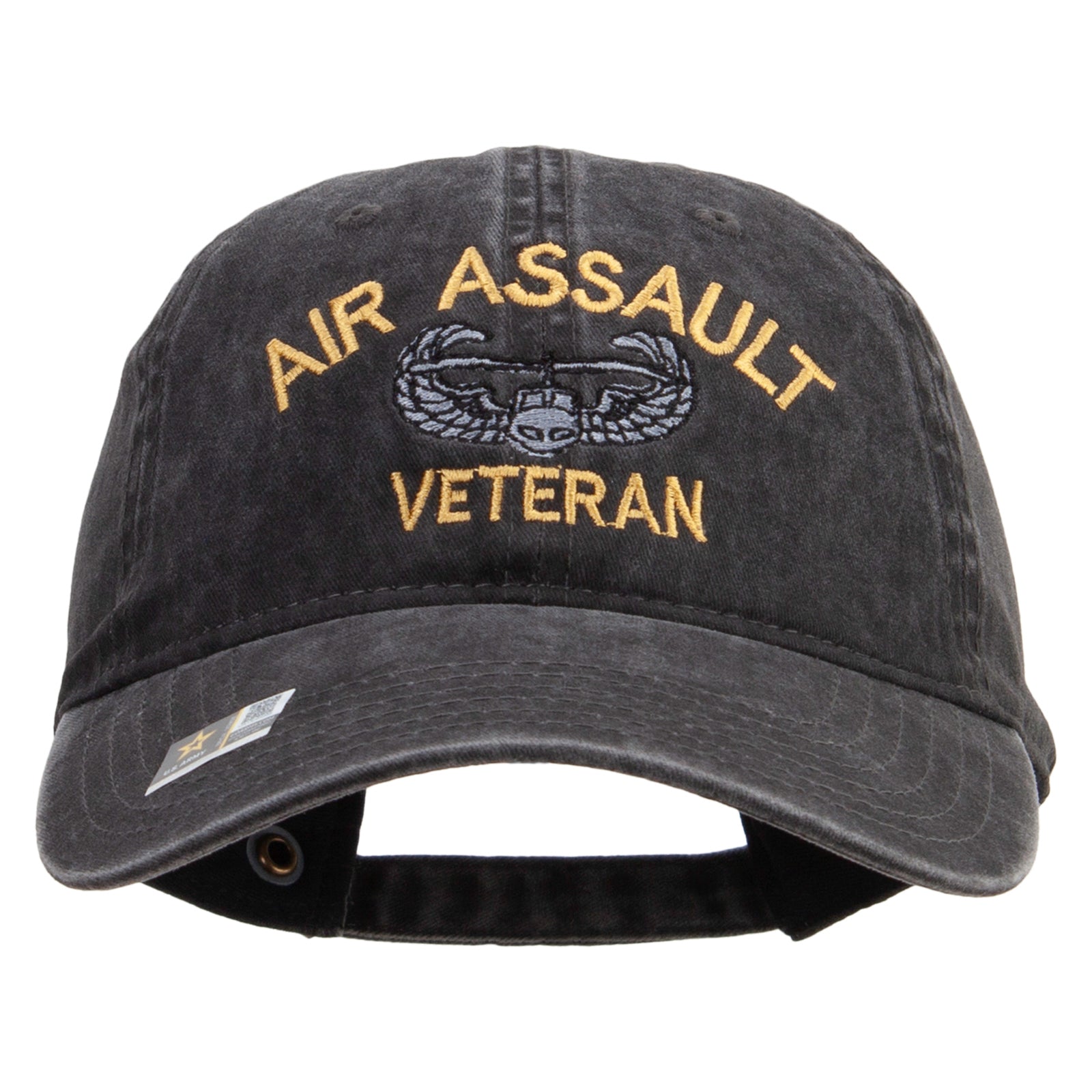 Air Assault Veteran Embroidered Washed Solid Pigment Dyed Cotton Twill Brass Buckle Cap